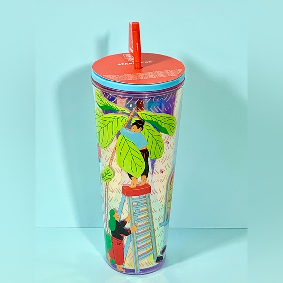 NEW NWT Starbucks 2024 Monyee Chau Tropical 24 Oz Cold Tumbler Cup Pride - Picture 2 of 8